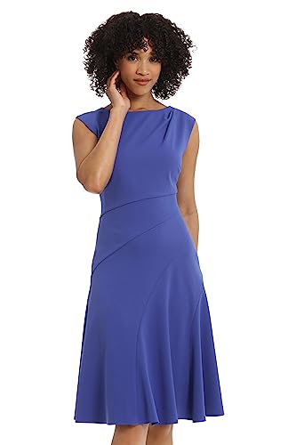 Maggy London Women's Sleeveless Fit and Flare with Pleat Tuck and Seaming Details Work Career Event Guest of4