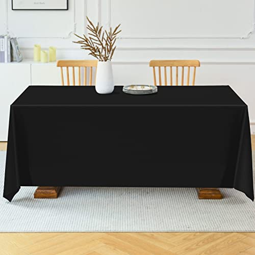 Leqee Rectangle Tablecloth,90 * 132Inch Stain And Wrinkle Resistant Polyester Table Cloth,Decorative Fabric Table Cover For Kitchen,Dinning,Party,Wedding Rectangular(Black) #TOP4