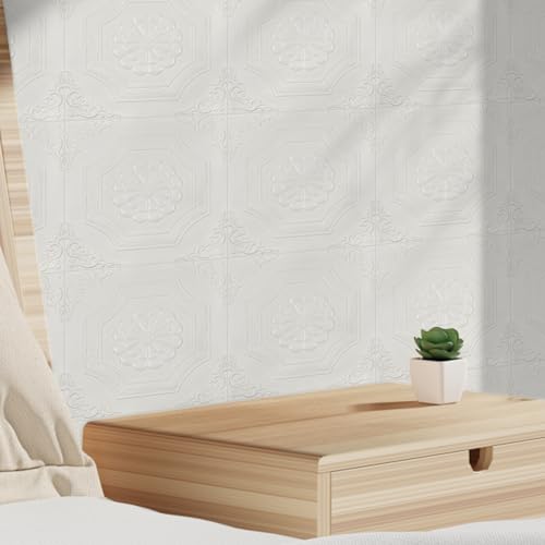 Ceiling Tiles Peel and Stick Waterproof 3D Foam Self-Adhesive Flower Ceiling Sticker 13.8 in×13.8 in, Pack of 16, Covering 21 sq.ft for roof and Wall