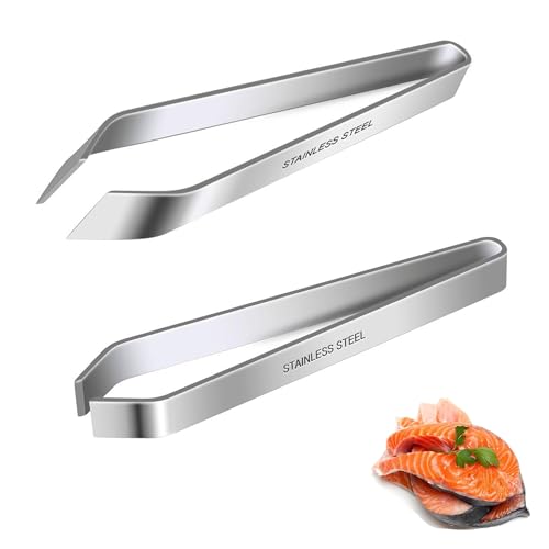 2 Stück 11,5cm Grätenzange Küchenpinzette,Fischgrätenzange,Fischpinzette für gräten,Fischgrätenpinzette,Grätenpinzette, Pinzette Edelstahl für fisch Huhn Ente Schwein Haar