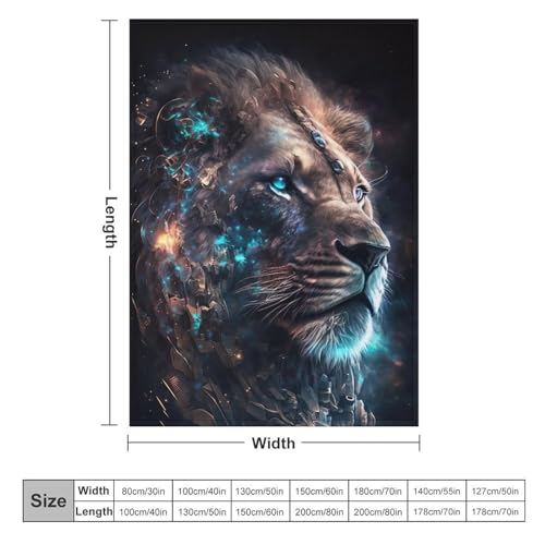 Couverture Flannel Lion Douce Couche Confortable Contre les Nuits Fraîches