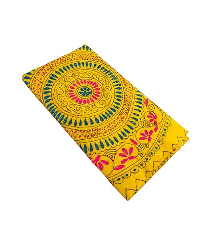 Image of Women's Kantha Stitch Handloom Cotton Silk Saree with Blouse Piece