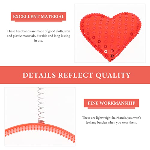 Amosfun 4pcs Valentines Day Headbands Heart Head Boppers Hair Hoop Party Costume Supplies Valentines Day Hair Accessories for Holiday Festival Party - Image 2