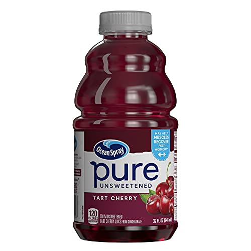 Ocean Spray® Pure Unsweetened Tart Cherry, 100% Tart Cherry Juice, 32 Fl Oz Bottle (Pack of 8)