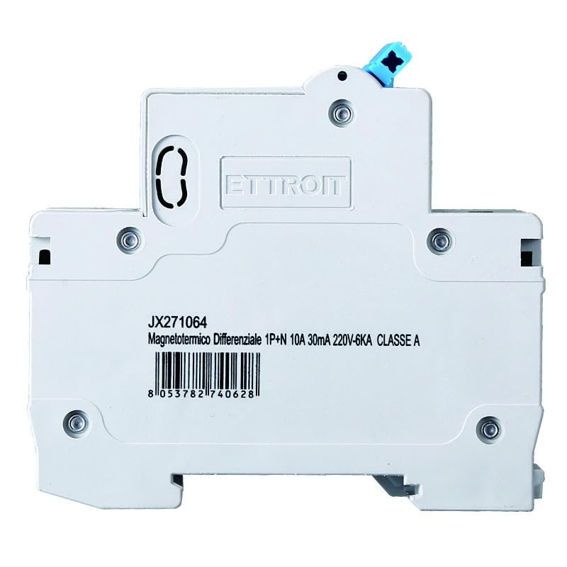 Interruttore Magnetotermico Differenziale 1P+N 10A 30mA 220V-6KA CLASSE A 2 MODULI 30mA per Guida DIN - Protezione Circuiti e Sicurezza Impianti