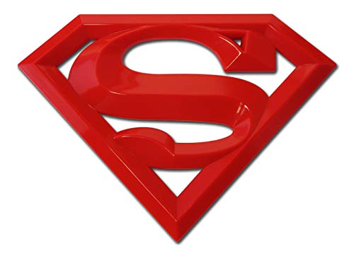 Image of Elektroplate Officially Licensed DC Comics Superman Man of Steel Red All Metal Auto Emblem for Cars, Trucks, and All Auto | Universal Fit at 4.2 inch x 3 inch | Weatherproof