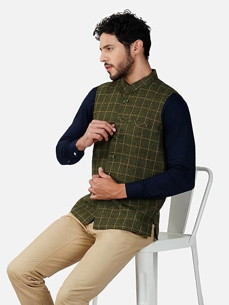 Image of DEIFIC Men's Export-Quality Indian Traditional Nehru Jacket /Waistcoat
