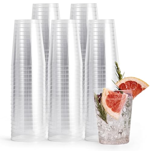 MATANA 50 Vasos de Plástico Duro (285ml / 10oz) - Vasos de Plastico Duro Reutilizable para Bebidas, Cócteles, Postres - Vasos Transparentes para Fiestas, Cumpleaños, Bodas