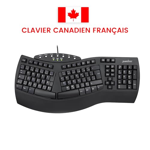 Perixx PERIBOARD-512 Clavier ergonomique filaire Natural Split, 7 Touches multimédia, Noir, Disposition française canadienne, QWERTY by Perixx - Image 6