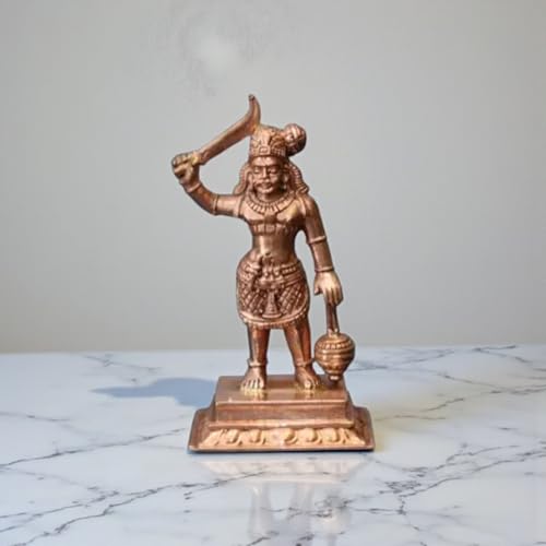 Image of Handcrafted 3.38 inch Karuppasamy Panchalogam Bronze Idol | Guardian Deity Statue | Village Protector | Powerful Dravidian Folk God Figurine