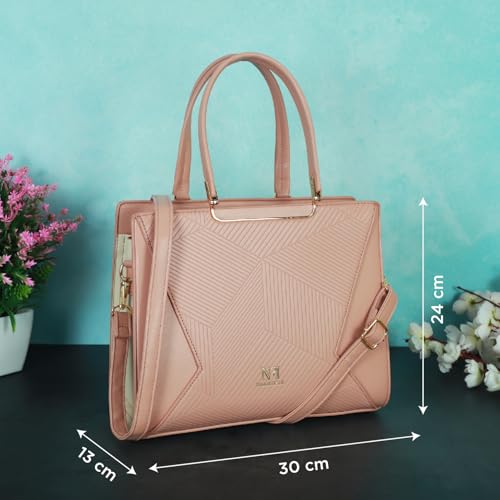 Image of NFI essentials Satchel Bags Ladies Purse Handbag Premium Women Shoulder Travel Bag for Work Gifts for Wife /Mother /Sister Stylish Office College Party Bag