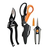 FISKARS 3-Piece Pruning Set - Pruner - Floral Snips - Multi-purpose Garden Scissors with bonus Sheath