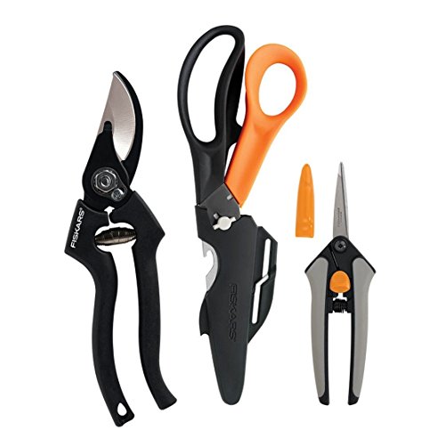 FISKARS 3-Piece Pruning Set - Pruner - Floral Snips - Multi-purpose Garden Scissors with bonus Sheath
