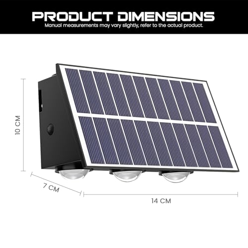 Image of GIGAWATTS 6 LED Solar Wall Light with 2W Panel On /Off Botton & 1.5Ah Battery Water Resistant Decor Deck Fence Lights Flood Lamp for Home Garden Terrace Patio (Set of 1, Warm White)
