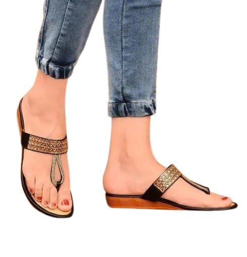 Ladies Stylish Canvas Flats Open Back Sandals with Eva Sole | Fashionable Comfortable Casual for Women and Girls Black 8-image-35