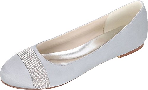 Chaussures plates en satin strass argenté pour femme confortables taille 38