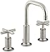 KOHLER K-14406-3-BN Purist Widespread Lavatory Faucet with Low Gooseneck and Low Cross Handles, Vibrant Brushed Nickel