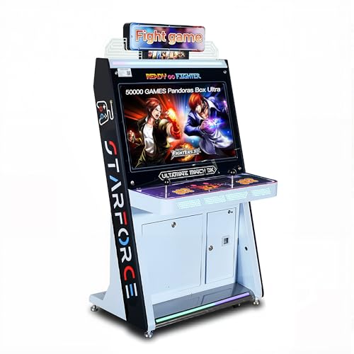 Máquina de arcade de juegos de 32 pulgadas con 2 jugadores, gabinete de arcade todo en uno para el hogar, Plug & Play, juegos de lucha, clásicos y mucho más (blanco)