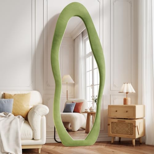 Image of Koonmi Full Length Mirror 71 inchx30 inch, Irregular Flannel Floor Mirrors