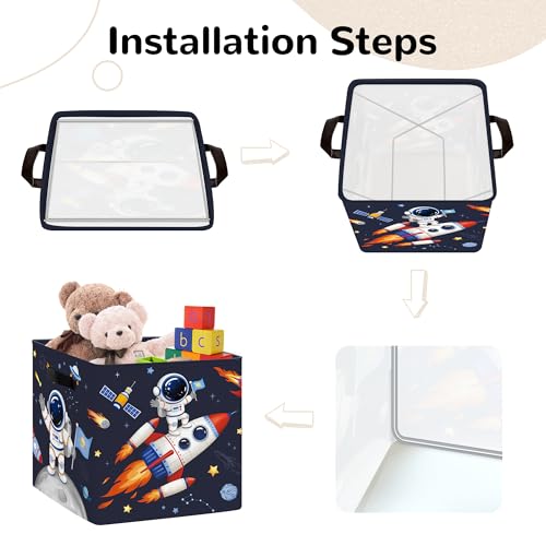 Clastyle 3 pcs Cosmic Space Cube Storage Unit Boxes Stars Kallax Box for Shelves Parents Storage Baskets for Book Clothes Toy Organizer, Planet, 11.8x11.8x11.8 in