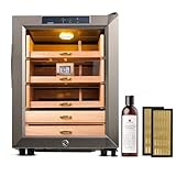Woodronic Cigar Cooler Humidor for 250 Cigars, 33L Electric Cigar Fridge for Temperature Control, Spanish Cedar Lined Shelves with Dividers, Digital Hygrometer, Humidifiers and Humidor Solution