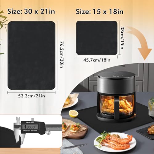 Image of 2 Pack Heat Resistant Mat - 30 inchx21 inch Stove Top Covers for Electric Stove, 15 inchx18 inch Countertop Mat, for Ceramic Glass Cooktop Protector, Flat Top Oven Cover, Prevents Scratching