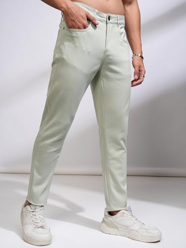 Image of Highlander Men's Tapered Fit Chinos Trousers | Strachable | Solid Trousers | Casual Trousers| Mid-Rise| Trouser | Chinos