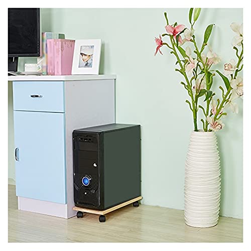 Soporte para computadora CPU de madera con ruedas universales, aumento de ventilación y fácil movilidad miniatura 4