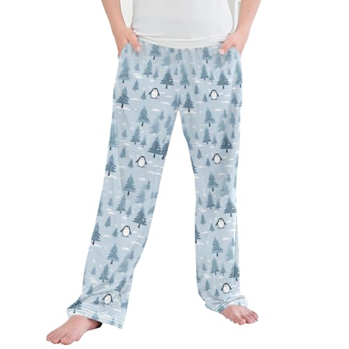 Cute Penguin Long Pajama Pants Elastic Waist PJ Bottoms with Pockets S A113000