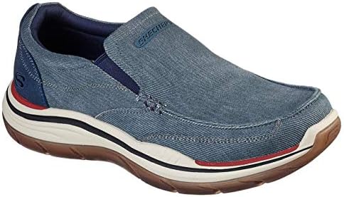 skechers mens expected 2.0 brako shoes blue canvas