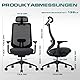 COLAMY XK01 Atlas Ergonomischer Netz-Bürostuhl, Chefsessel mit hoher Rückenlehne, Verstellbarer Kopfstütze und 4D-Armen, Schiebesitz, Kippsperre, Nylon-Basis, Schwarz