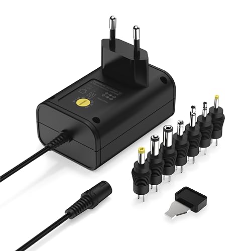 ANSMANN APS 1000 Netzteil 12V - Netzstecker bis max. 1000mA (mit 7 universal Adapter Stecker) Netzadapter zur Stromversorgung vieler Elektrokleingeräte von 3-12 Volt regelbar
