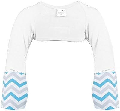 ScratchMeNot Flip Mitten Sleeves, Sensitive - Organic Cotton Baby Boys' No Scratch Mitts - White Chevron