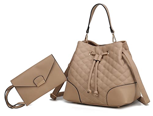Conjunto de bolsa tipo bolsa tipo bolsa tipo bolsa tipo carteira para mulheres MKF Crossbody – alça de ombro em couro PU, Wendy Taupe, Large