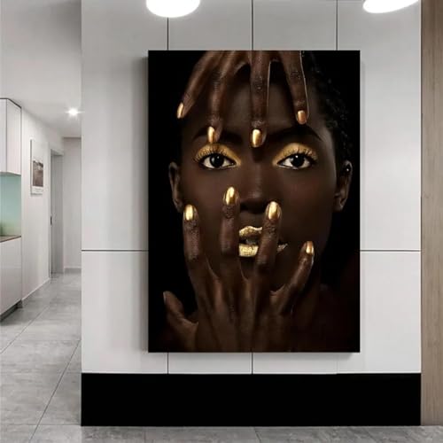 Toile femme noire africaine 60x90cm pour habiller un mur vide