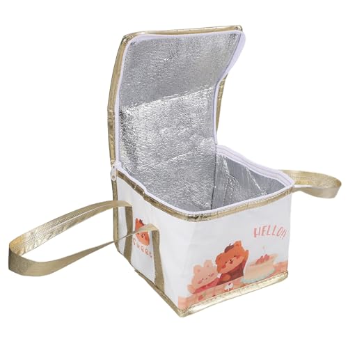 DONFAMDS Bolsa Térmica para Pasteles 1 Pieza, Aluminio Aislante, Tamaño Pequeño 4 Pulgadas, Diseño Osito y Conejito, Bolsa Isotérmica Desechable para Transporte de Alimentos y Catering