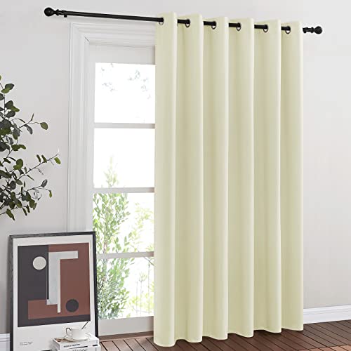 NICETOWN Blackout Sliding Door Curtain 84 inches Long, Grommet Patio Door Curtain & Drape Room Divider Sound & Light Blocking Privacy Thermal Drapes for Living Room (Beige, W80 x L84, 1 Panel)