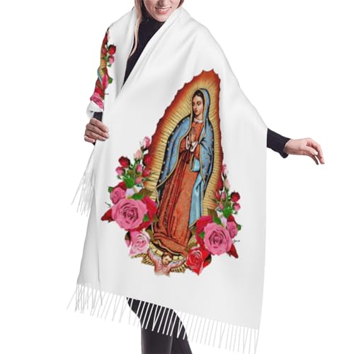 Virgin Mary Soft Warm Pashmina Scarf Tassel Scarves, Large Shawls And Wraps, Lightweight Scarfs For Women.
