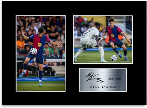 Pau Victor Football Player 2024-2025 - Soporte de fotografía con autógrafo firmado A4, regalo para aficionados del Barcelona