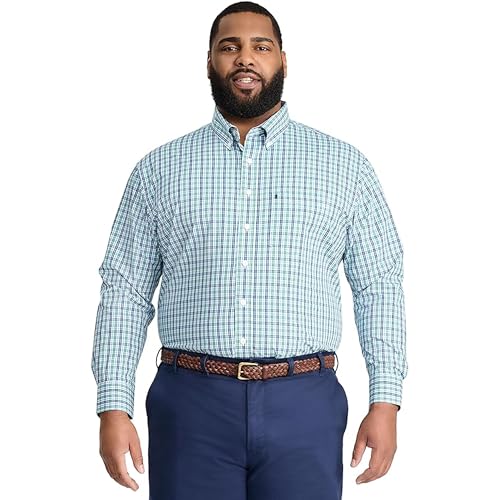 IZOD Men's Big and Tall Performance Comfort Long Sleeve Plaid Button Down3