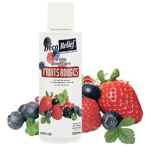 Déco Relief - Arôme Liquide Goût Fruits Rouges 120 ml - Arôme Alimentaire Pâtisserie & Yaourtière - Pour Gâteaux, Pâtisseries, Yaourts - Arôme...