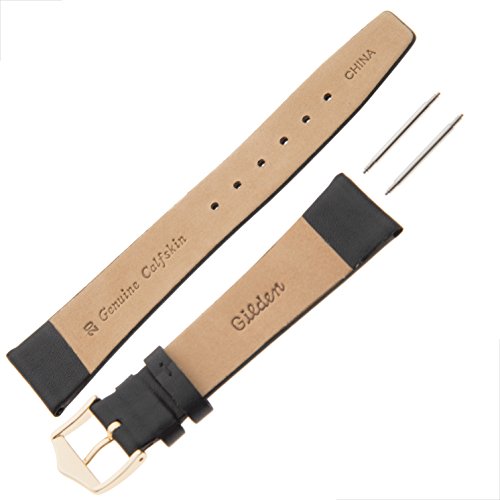 Gilden 16-20Mm Unisex Classic Calfskin Flat Black Watch Band F60-0116 (16 Millimeter End Width, Black) #TOP2