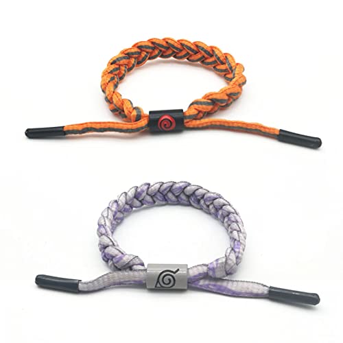 LACKINGONE 2PCS Anime Naruto Bracelet en Tricot pour Cosplay Noir pour Hommes, Femmes et Fans d'anime, Longueur 16 cm Cover