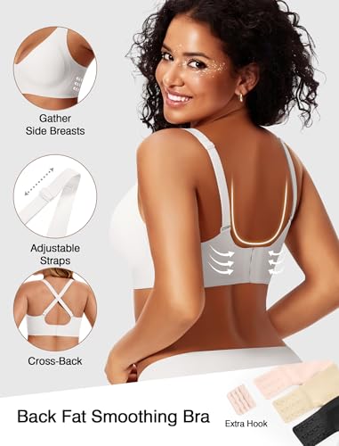 Image of Deep V Wireless Jelly Bras for Women Push Up Bralette Seamless No Underwire Support T-Shirt Comfort Plunge Full Coverage