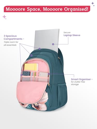 Image of Genie 19 inch Laptop Backpack for Women & Girls | Spacious Office, College & Travel Bag | Water Resistant, Multi-Compartment with Padded Laptop Sleeve
