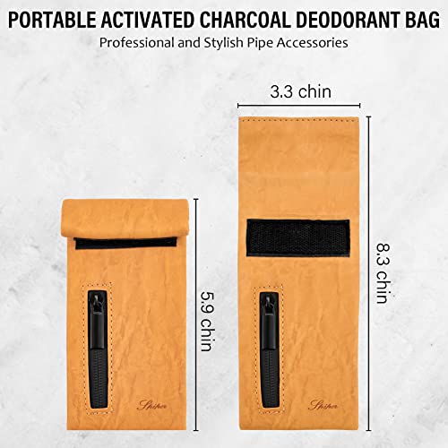 Leather Tobacco Pouch, 8.3"x3.3" Waterproof Scent Proof Bag for Smoking Accessories, Coffee, Spices (Brown) - Image 3