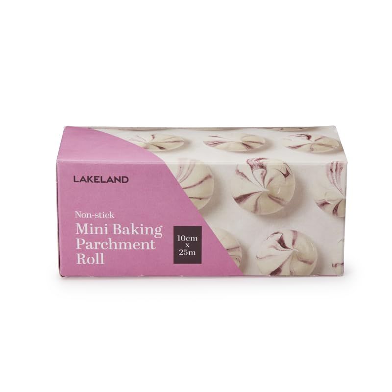 Lakeland Mini Parchment Roll 10cm x 25m Oven Safe up to 220°C, Ideal for Tall Cake Tins or Soufflé Collars, Narrow Roll to Cut as Needed