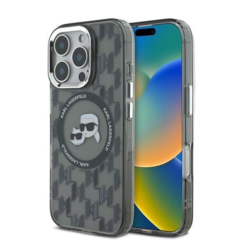 CG Mobile Karl Lagerfeld KLHMP16LHMCKMHK Coque pour iPhone 16 Pro 6,3" Noir IML Monogramme TĂŞte Karl & Choupette