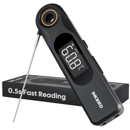 INKBIRD IHT-51K Fleischthermometer Digital, Dual-Display Grillthermometer, 1.8 mm ultradünne Sonde, 0,5 Sekunden Reaktion, IP65 Wasserdicht,...