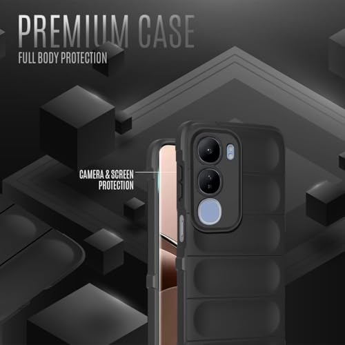 Image of Liquid Silicon Back Cover Case for Vivo Y29 5G Shockproof Military Grade Protection with Shockproof 10X Bumpers Micro-Fibre Cloth On Inner Side for Vivo Y29 5G - Black